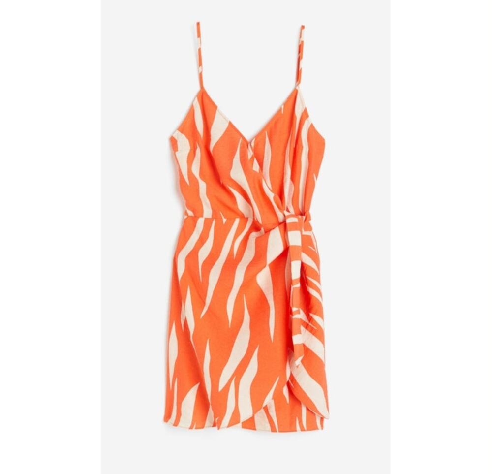 H&M Orange Zebra Print Wrap Dress – Size L